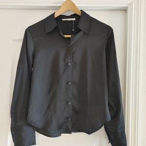 Beautiful Women's Abercrombie Women's Black Satin Dress Shirt - XS - NEW